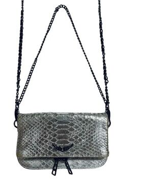 Zadig & Voltaire Silver Snake-Embossed Mini Crossbody